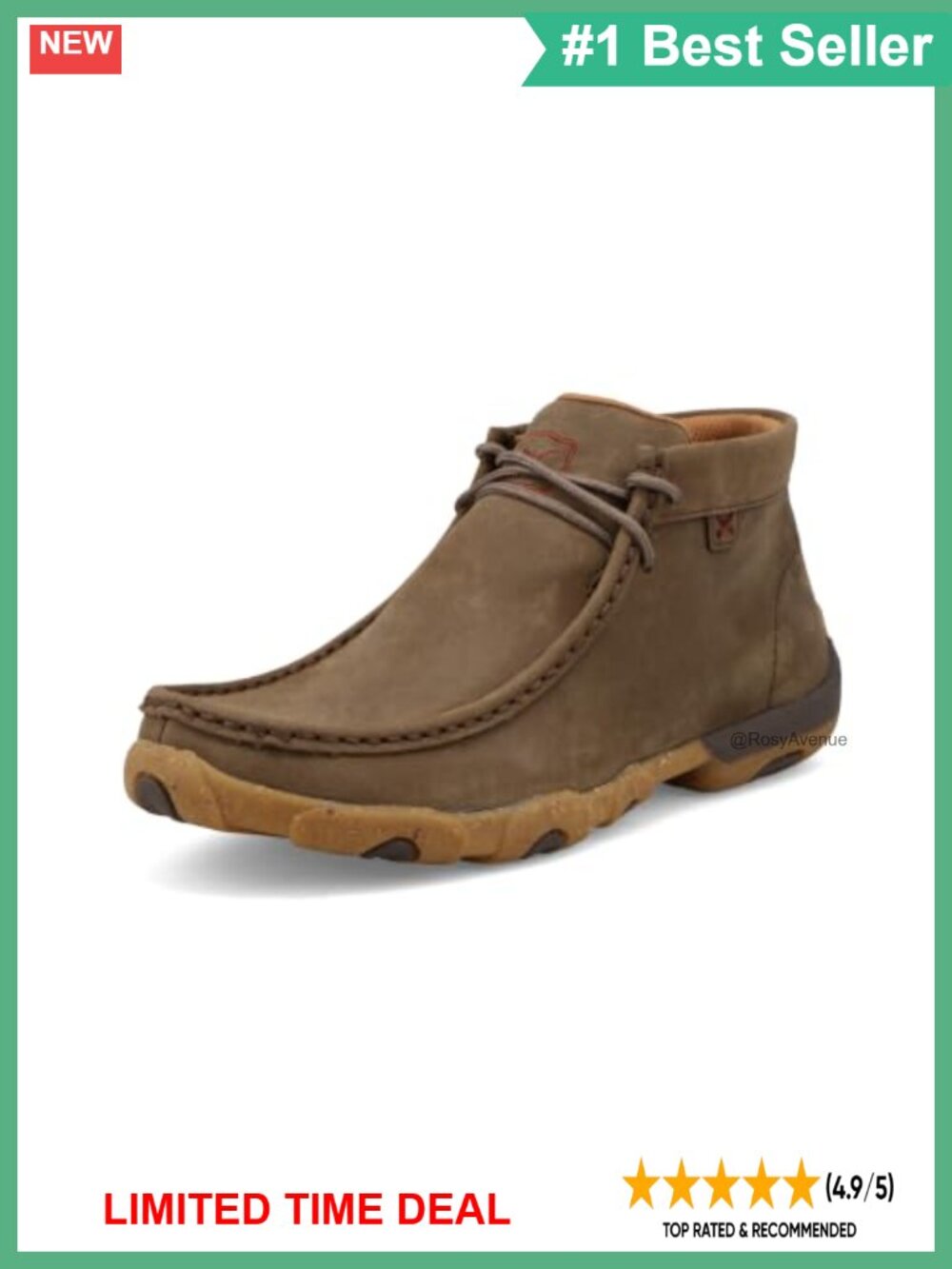 Twisted X Women's Chukka Driving Moc Boot Leather Moc Toe Lace-Up